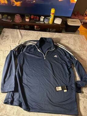 New Adidas Golf Men's French Terry 1/4 Zip Pullover, Crew Navy, Size 2XL